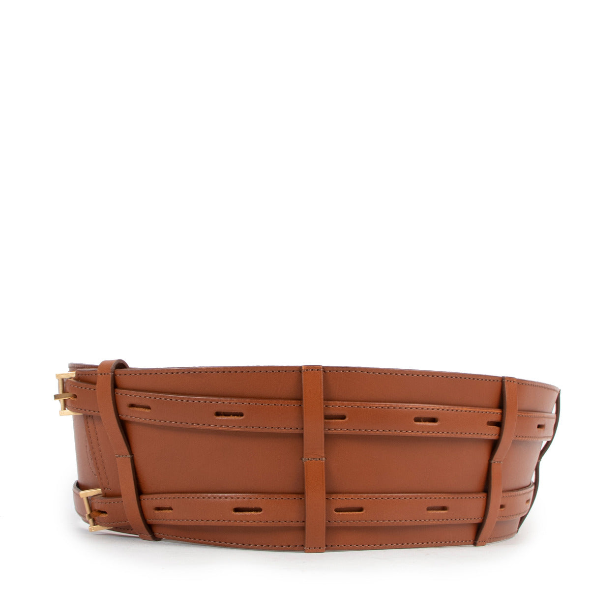 Delvaux Cognac Lederen Riem - maat 95