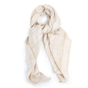 Authentieke Tweedehands Delvaux Beige And Gold Scarf juiste prijs veilig online shoppen luxe merken webshop winkelen Antwerpen België mode fashion