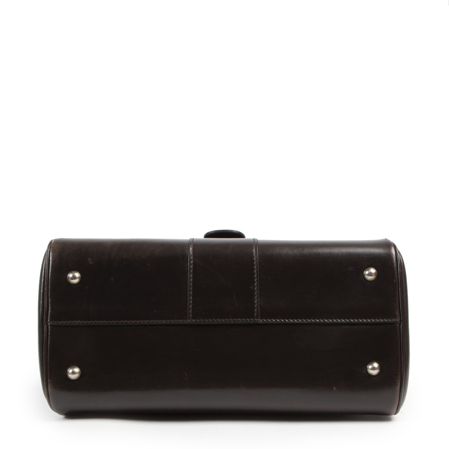Delvaux Dark Brown MM Brillant Bag. Authentieke tweedehands Delvaux handtassen bij LabelLOV Antwerpen. Authentique seconde-main luxury en ligne webshop LabelLOV. Authentic preloved Delvaux handbags at LabelLOV Antwerp.