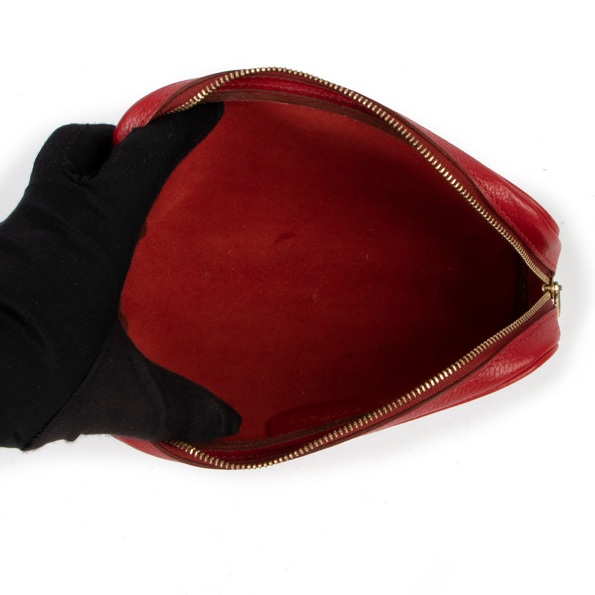 Delvaux Red Leather Zip Pochette