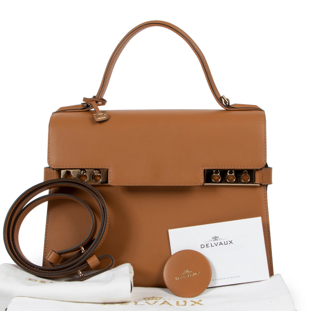 Delvaux Tempête MM Calf Souple Végétal Top Handle for the best price at Labellov. Secondhand luxury in Antwerp.