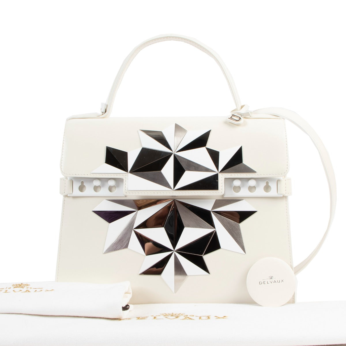 Delvaux Tempête MM Poussière D’Étoiles Cuir de Veau Blanc Édition Limitée