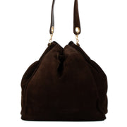 Shop safe online at Labellov in Antwerp, Brussels and Knokke this 100% authentic second hand Chanel Brown Suede Drawstring Bucket Bag