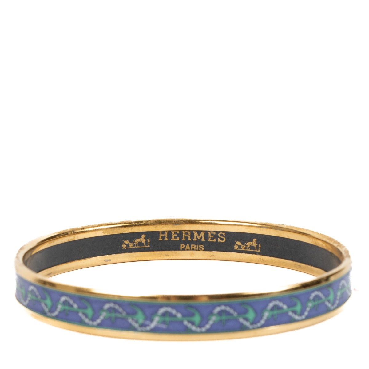 Buy real authentic Hermès Enamel Anchor Bangle Bracelet - Size 70 safe online at Labellov.com