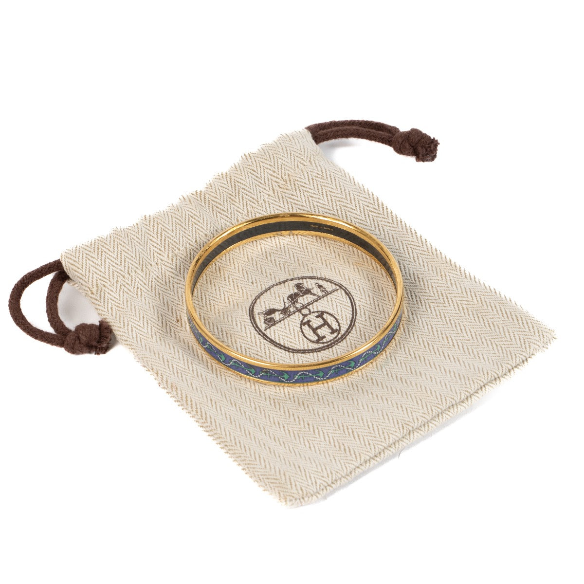 Hermès Enamel Anchor Bangle Bracelet - Size 70