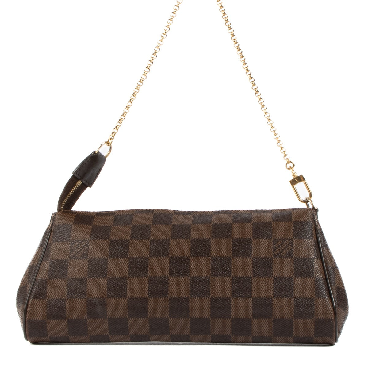 Shop safe online at Labellov in Antwerp, Brussels and Knokke this 100% authentic second hand Louis Vuitton Damier Ebene Canvas Eva Chain Crossbody Bag