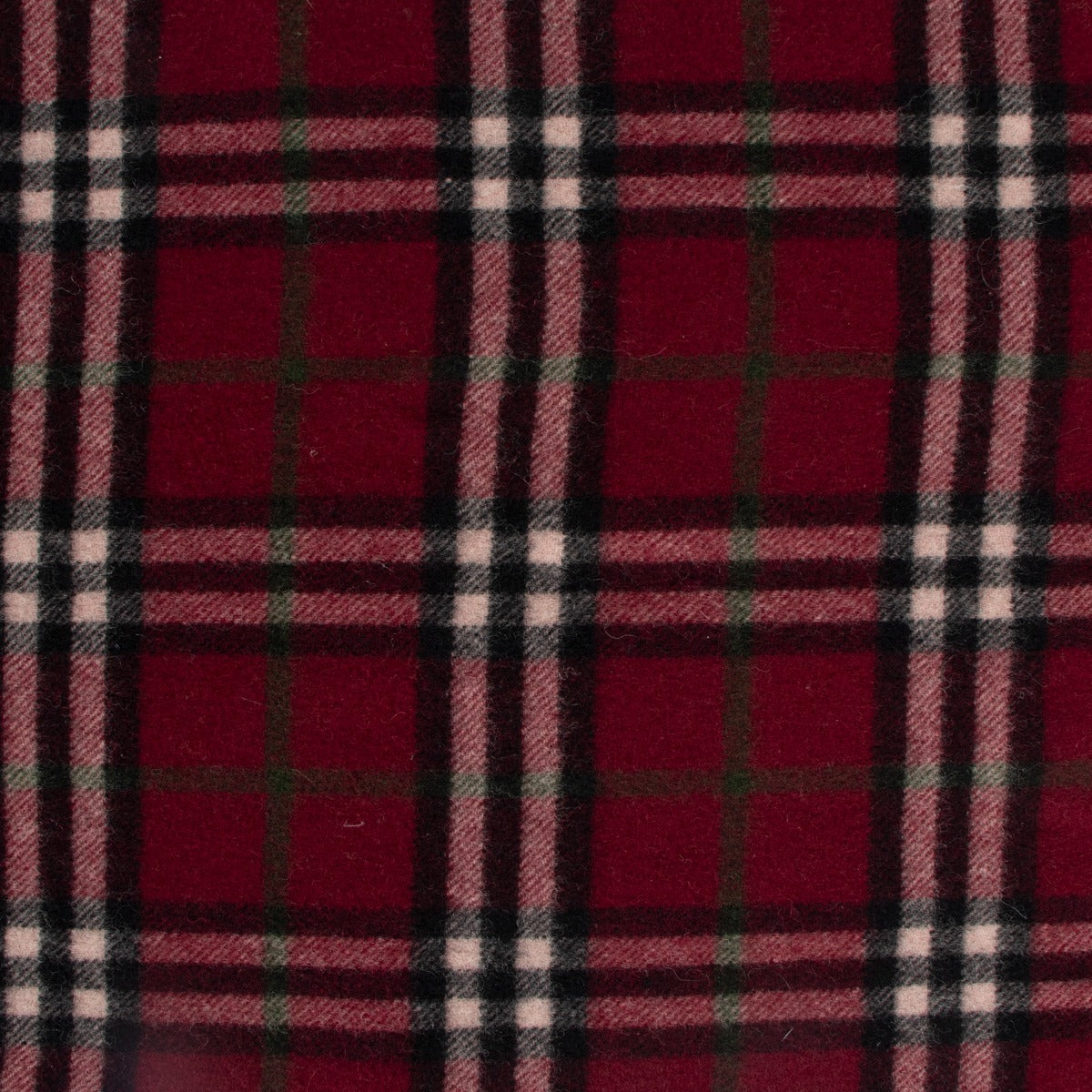 Burberry Burgundy Checked Lambswool Scarf