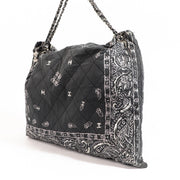 Buy an authentic Chanel Grey Bandana Canvas Shoulder Bag in very good condition at Labellov in Antwerp.