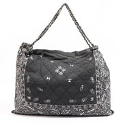 Buy an authentic Chanel Grey Bandana Canvas Shoulder Bag in very good condition at Labellov in Antwerp.