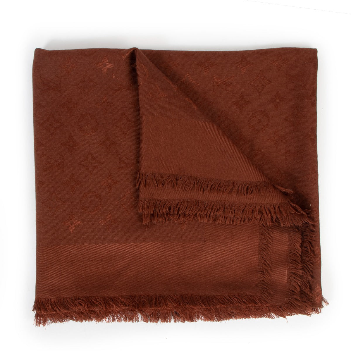 Louis Vuitton Monogram Rust Orange Silk Shawl