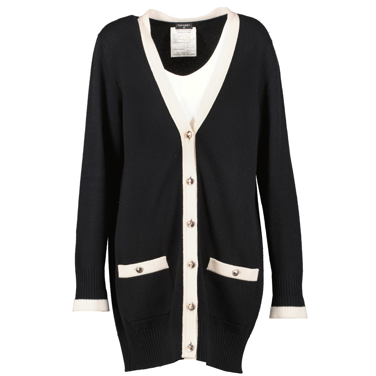 Chanel 2013 Black/White Cashmere Cardigan