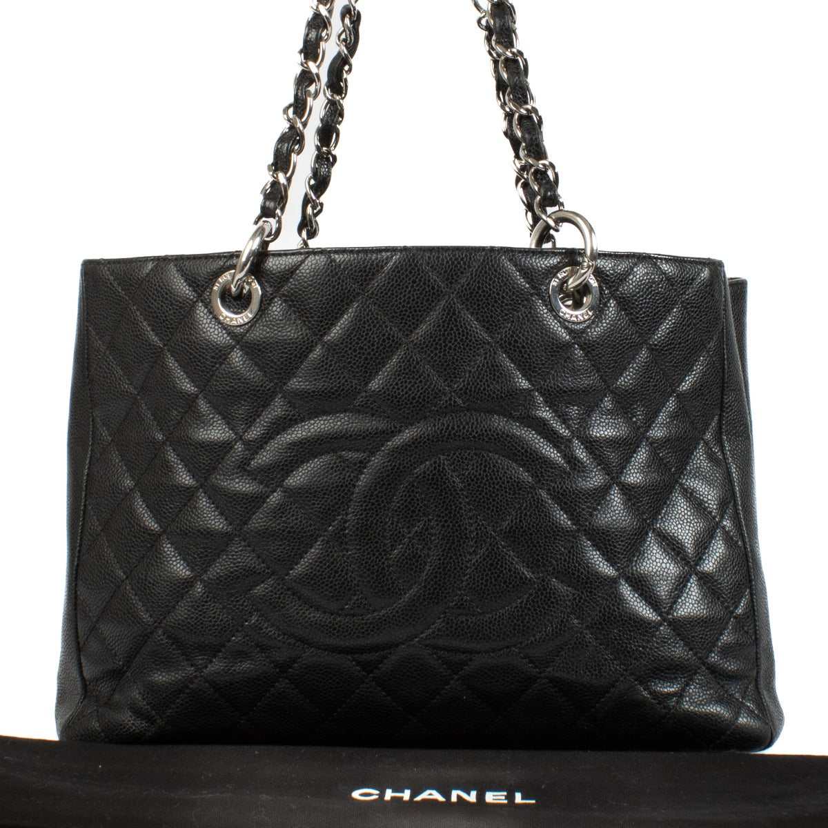 Chanel Black Caviar Leather Grand Shopping Tote Bag