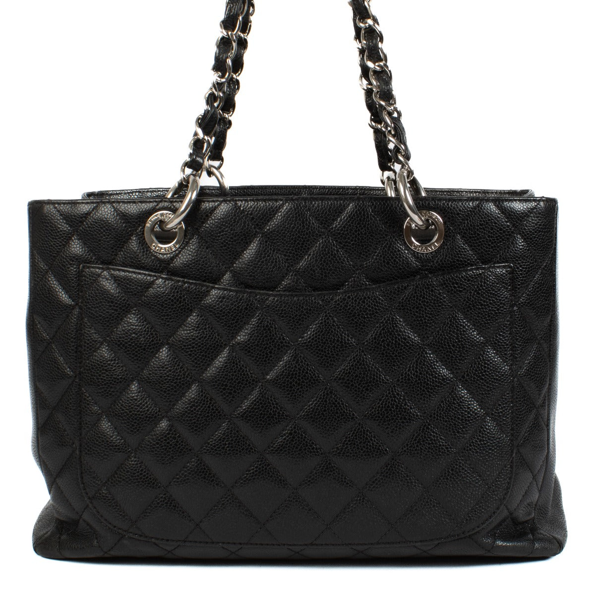 Authentic vintage second hand designer luxury Chanel Black Caviar Leather Grand Shopping Tote Bag on www.labellov.com