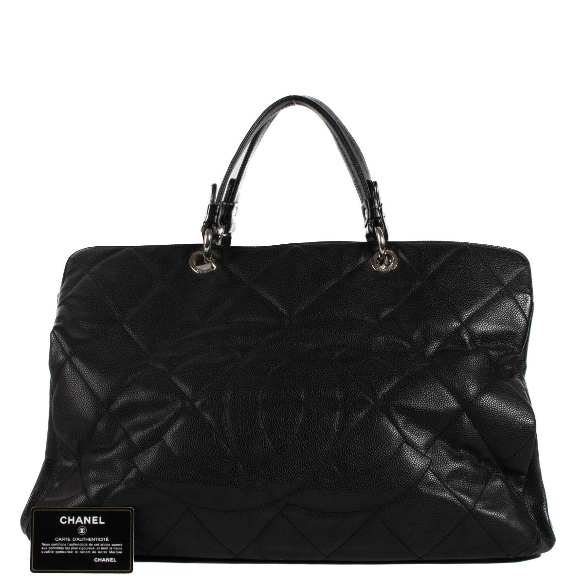 Shop safe online at Labellov in Antwerp, Brussels and Knokke this 100% authentic second hand Chanel Black Caviar Leather Large Grand Shopping Tote XL Shoulder Bag