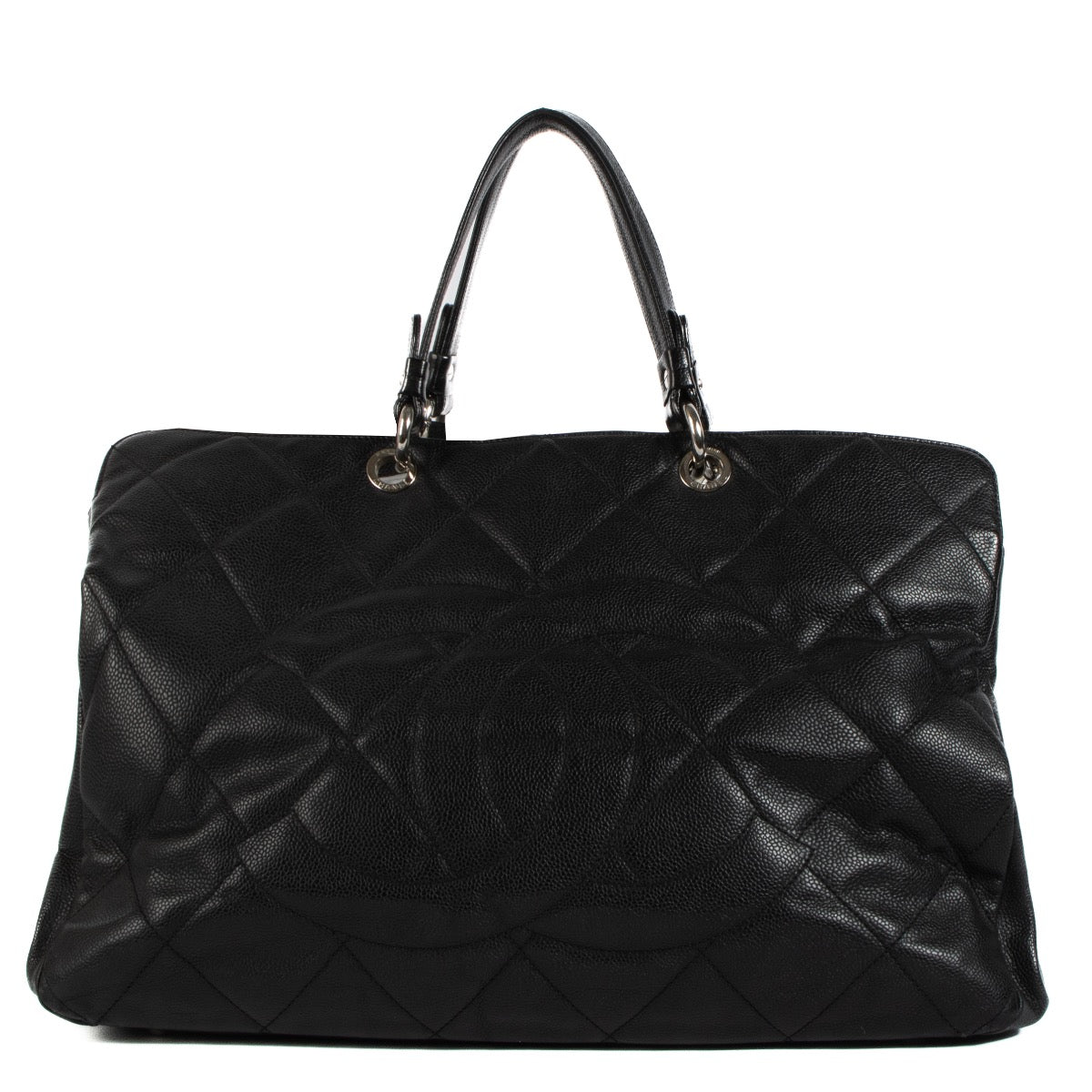 Shop safe online at Labellov in Antwerp, Brussels and Knokke this 100% authentic second hand Chanel Black Caviar Leather Large Grand Shopping Tote XL Shoulder Bag