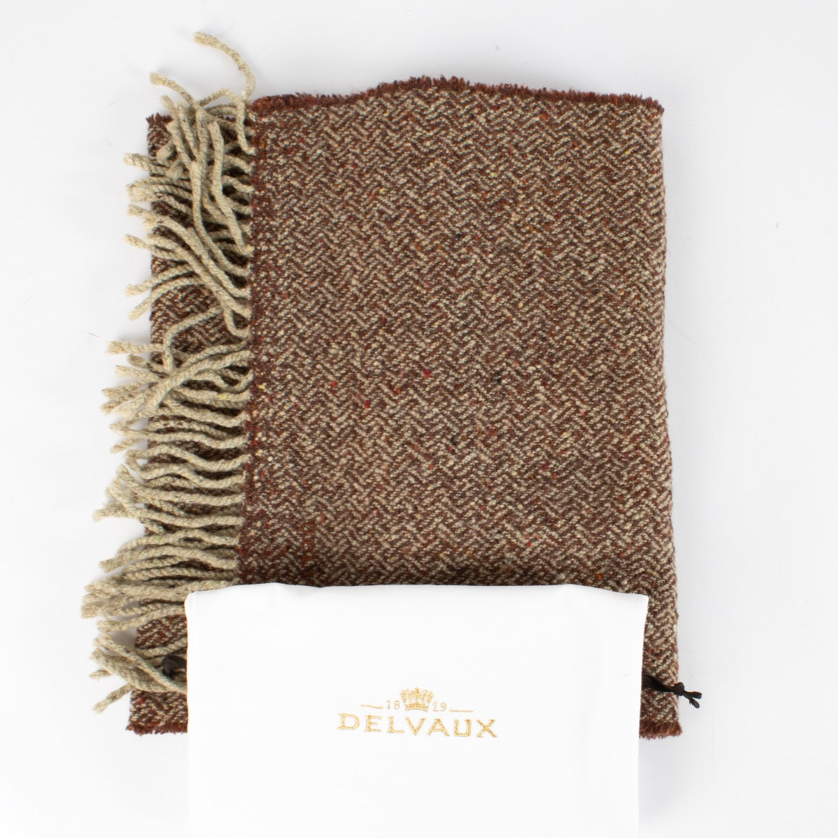 Authentic pre-loved Delvaux Brown Fringe Scarf on Labellov.com