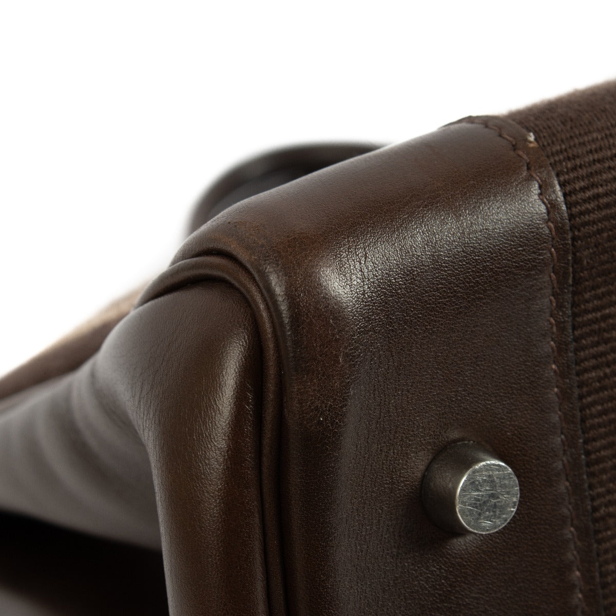 Hermès Birkin 40 Ébène Toile Jumping Rayée/Veau Evercalf Métal Argenté