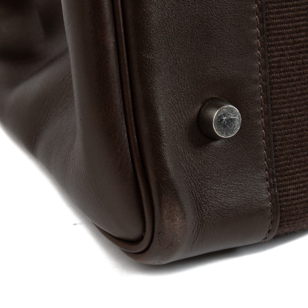 Hermès Birkin 40 Ébène Toile Jumping Rayée/Veau Evercalf Métal Argenté