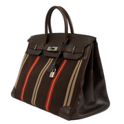 Authentic 2007 second hand vintage Hermès Birkin 40 Ebene Striped Jumping Canvas/Evercalf on www.labellov.com