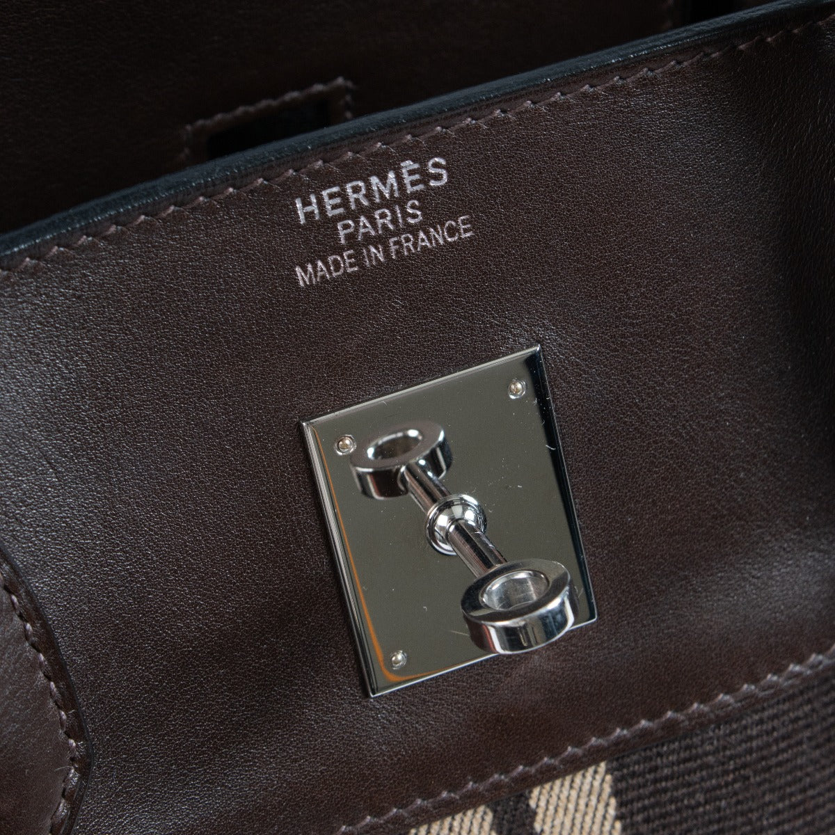 Hermès Birkin 40 Ébène Toile Jumping Rayée/Veau Evercalf Métal Argenté