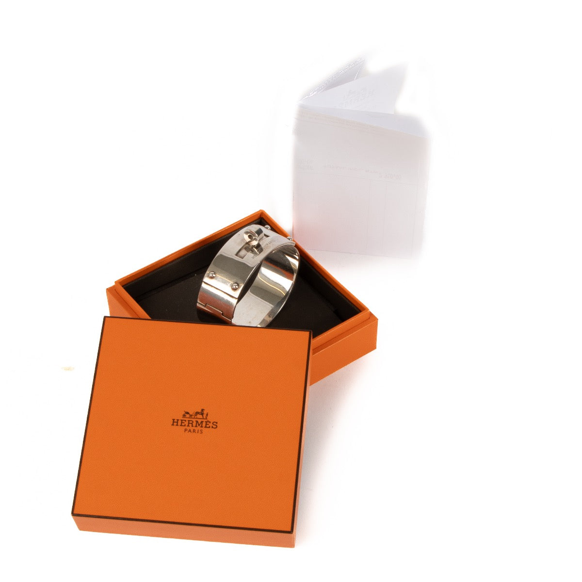 shop 100% authentic second hand Hermès Silver Kelly Bracelet - Size LG on Labellov.com