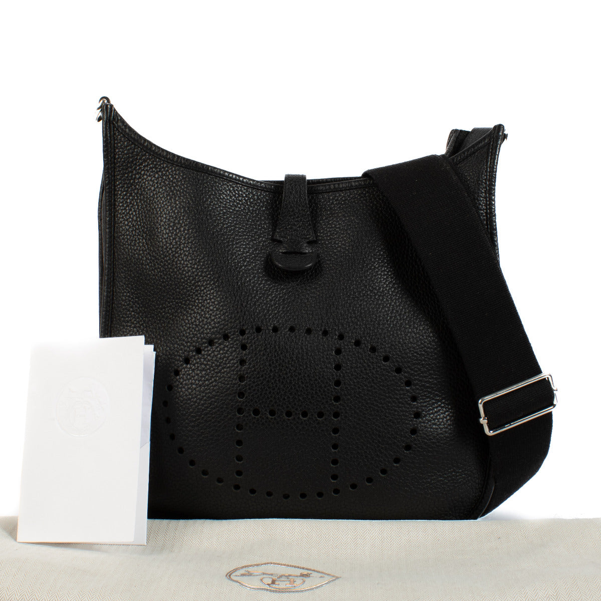 Hermès Black Leather Evelyne PM Crossbody