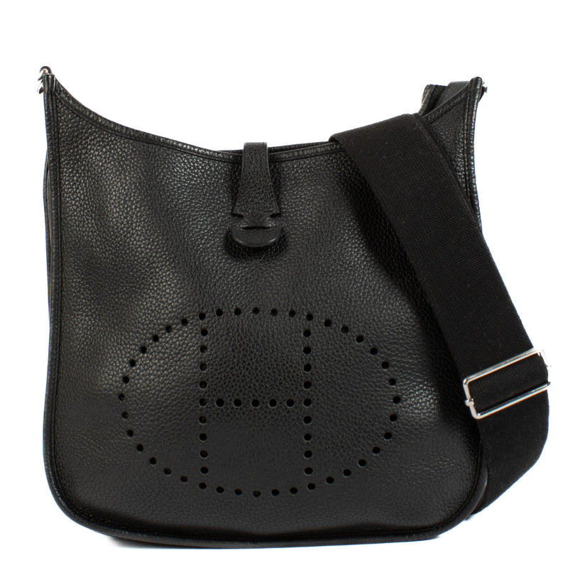 Hermès Black Leather Evelyne PM Crossbody