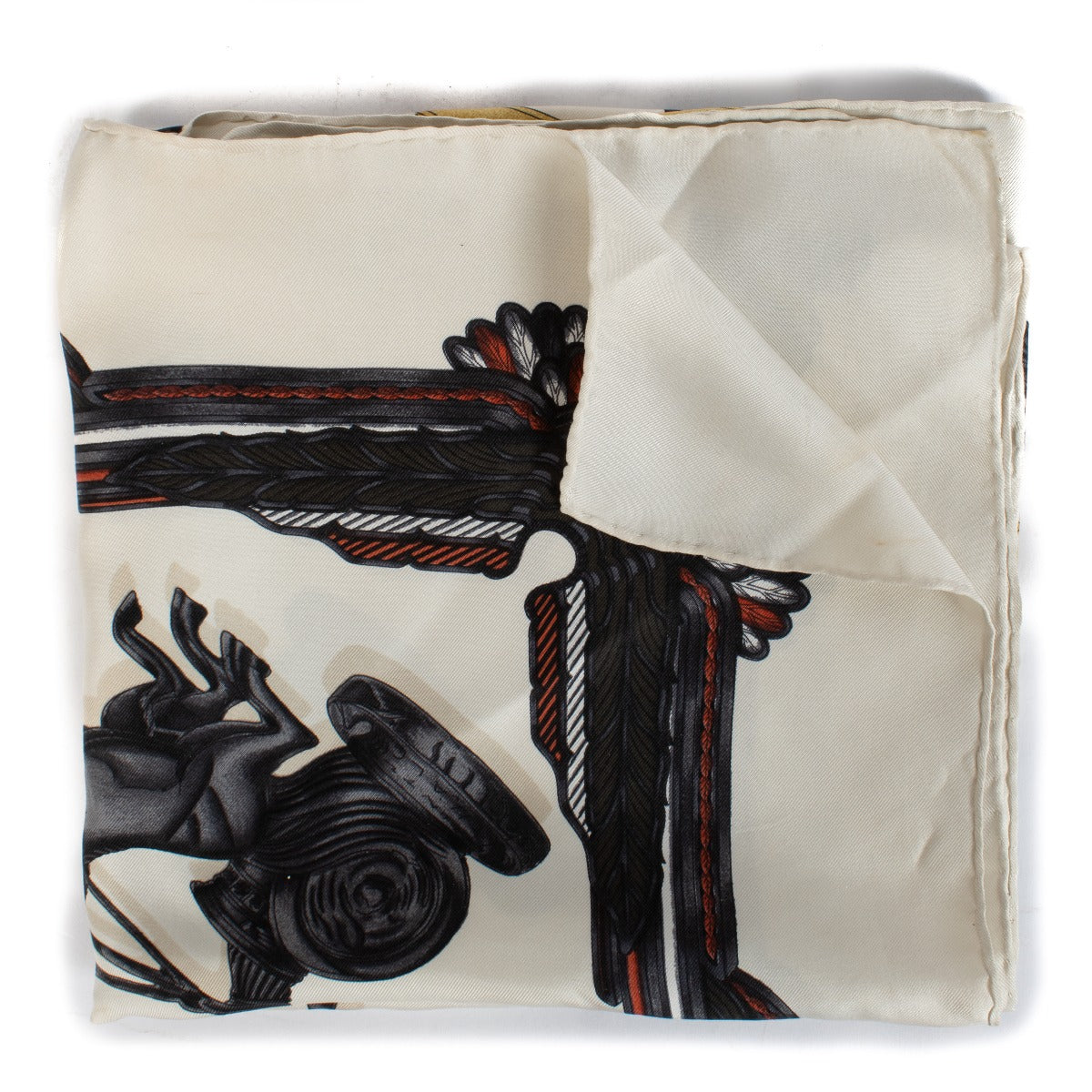 Hermès White Les Parures du Vent Silk 90 Scarf