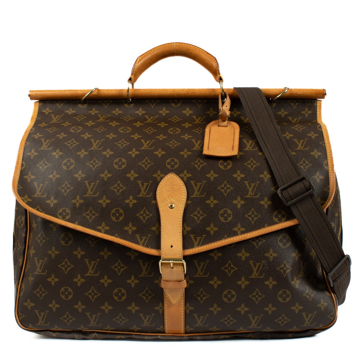 The Louis Vuitton Monogram Hunting Bag blends luxury and practicality with a spacious interior, multiple compartments, and adjustable leather straps, perfect for travel and outdoor use. Shop now on Labellov.com.