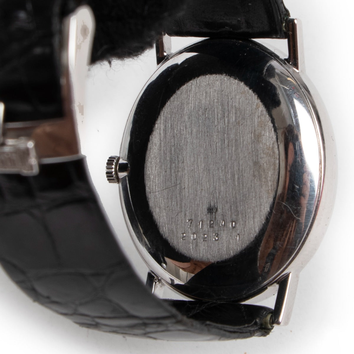 Buy now vintage luxury designer watch Chopard Genève 2023 White Gold Crocodile Strap Watch at Labellov
