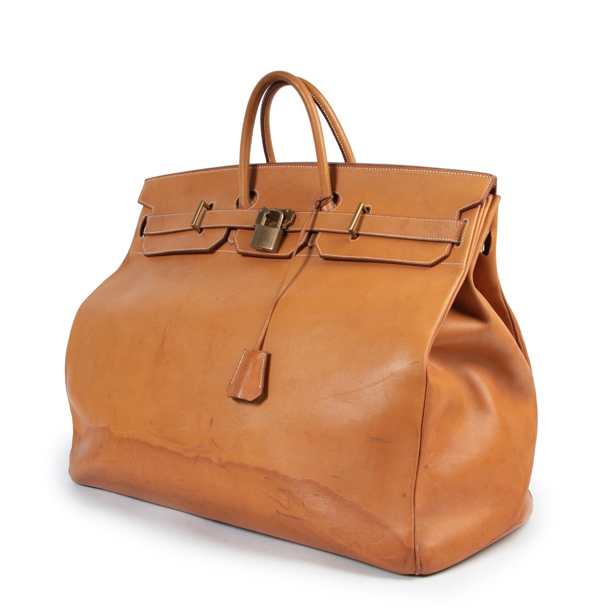 Shop safe online authentic second hand Hermès Cognac Barenia Leather Birkin HAC 55 at the right price at Labellov.com.