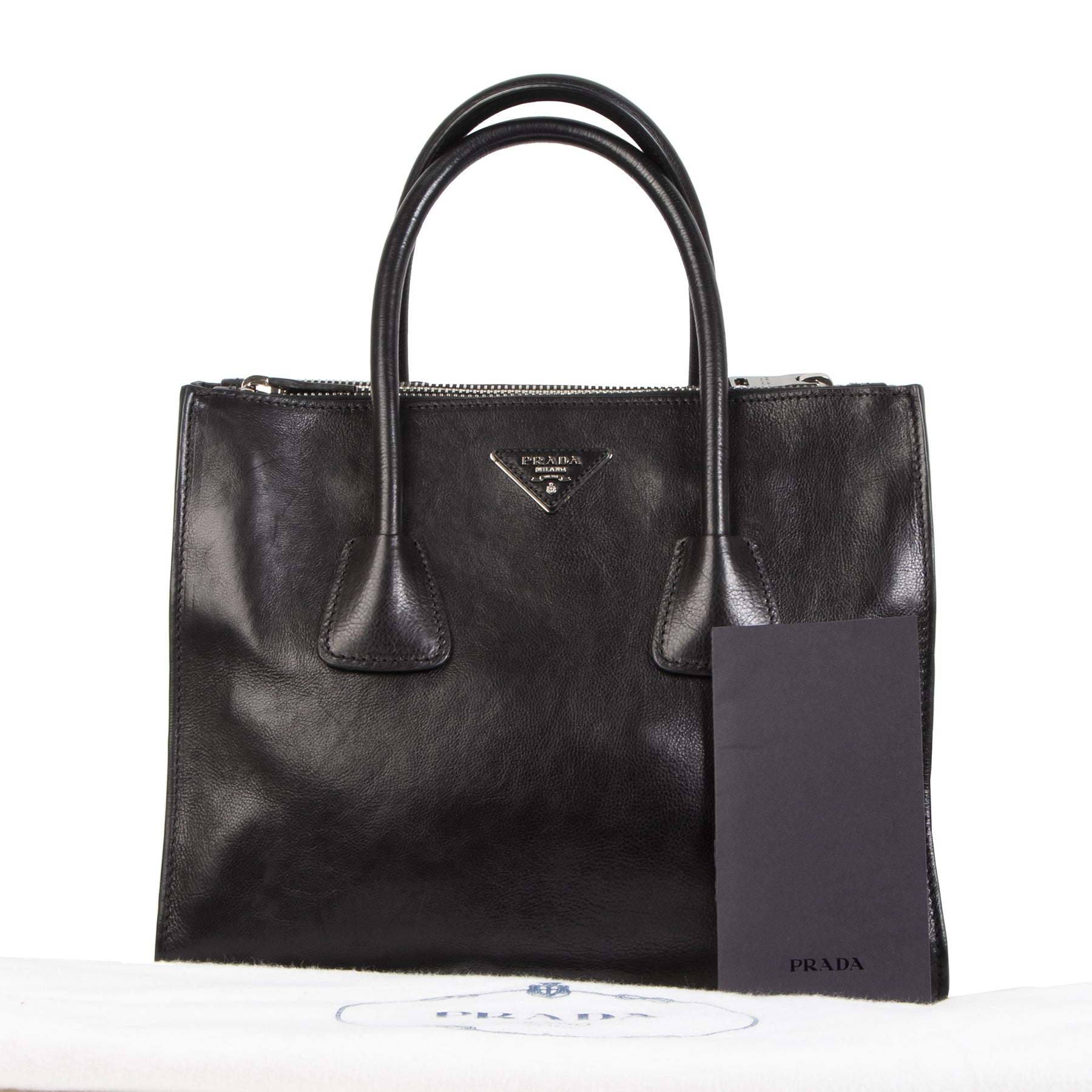 koop jou tweedehands Prada Black Twin Pocket Tote Top Handle bag