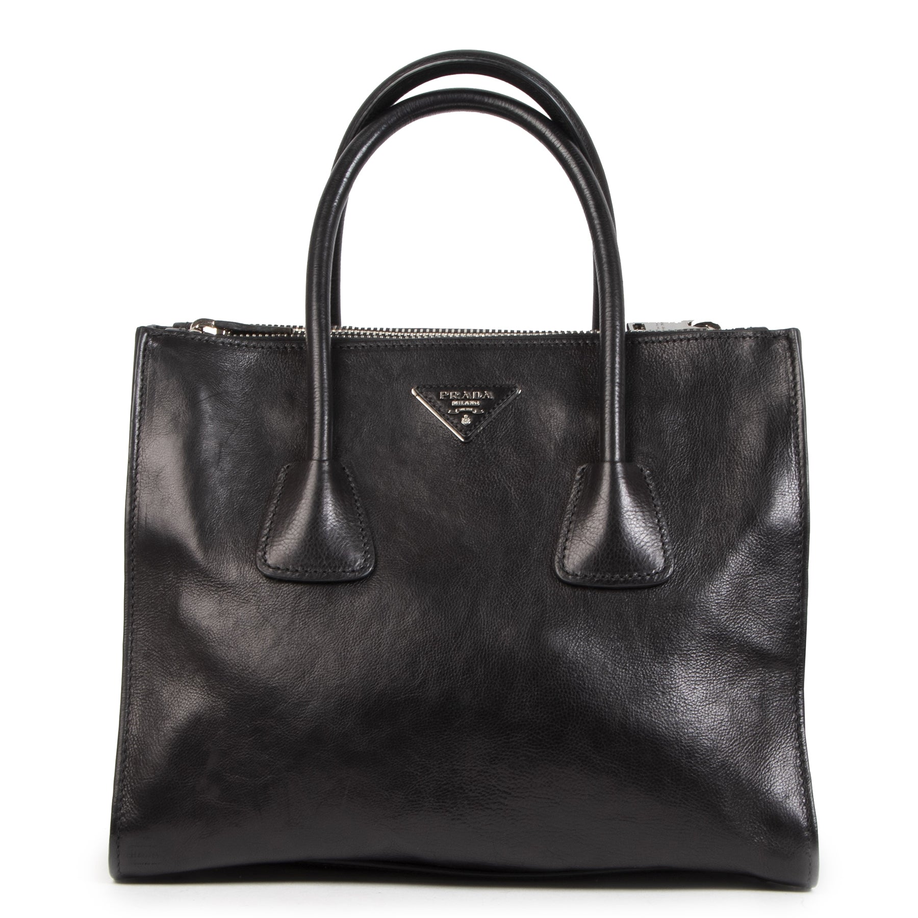 koop tweedehands Prada Black Twin Pocket Tote Top Handle bag