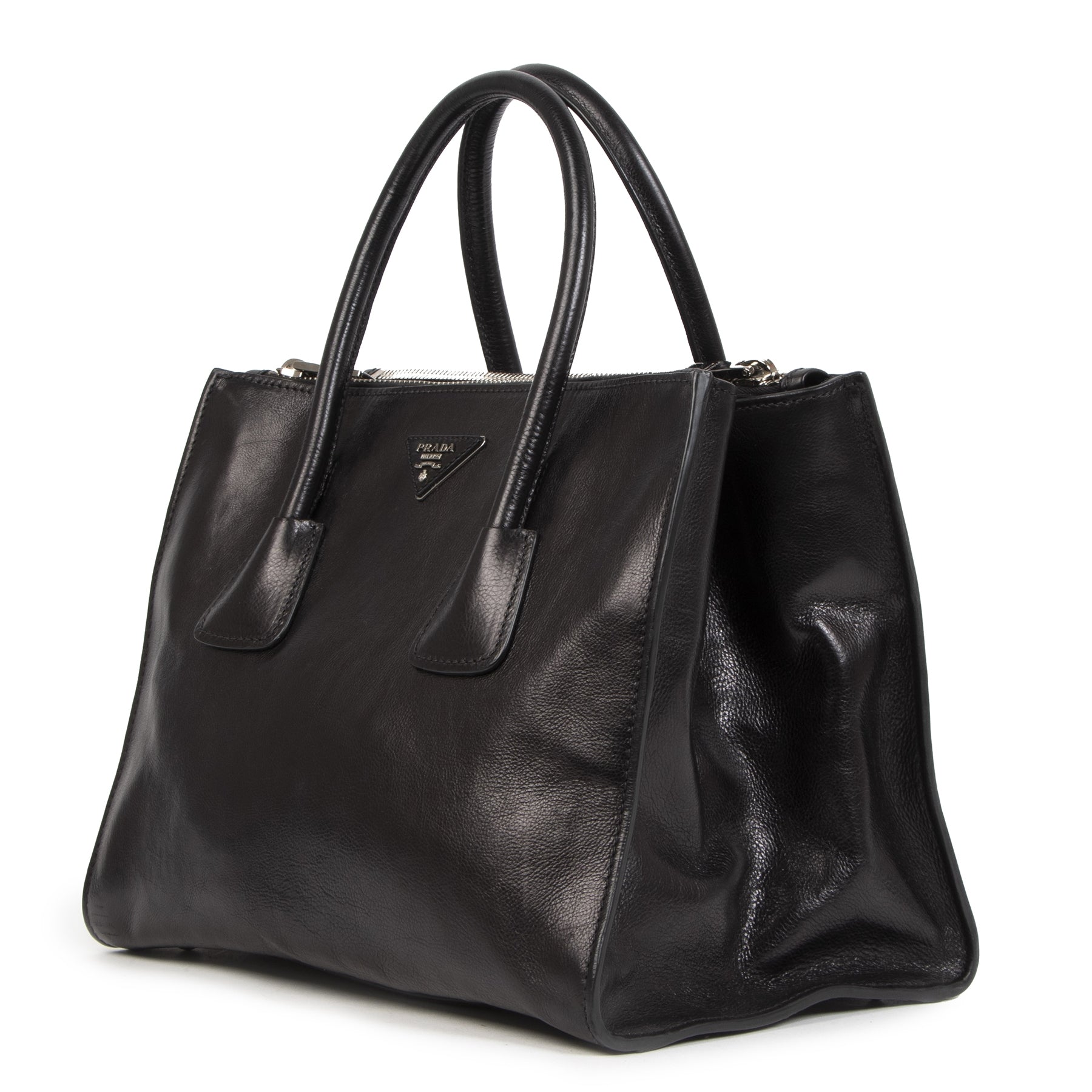 koop veilig online Prada Black Twin Pocket Tote Top Handle bag