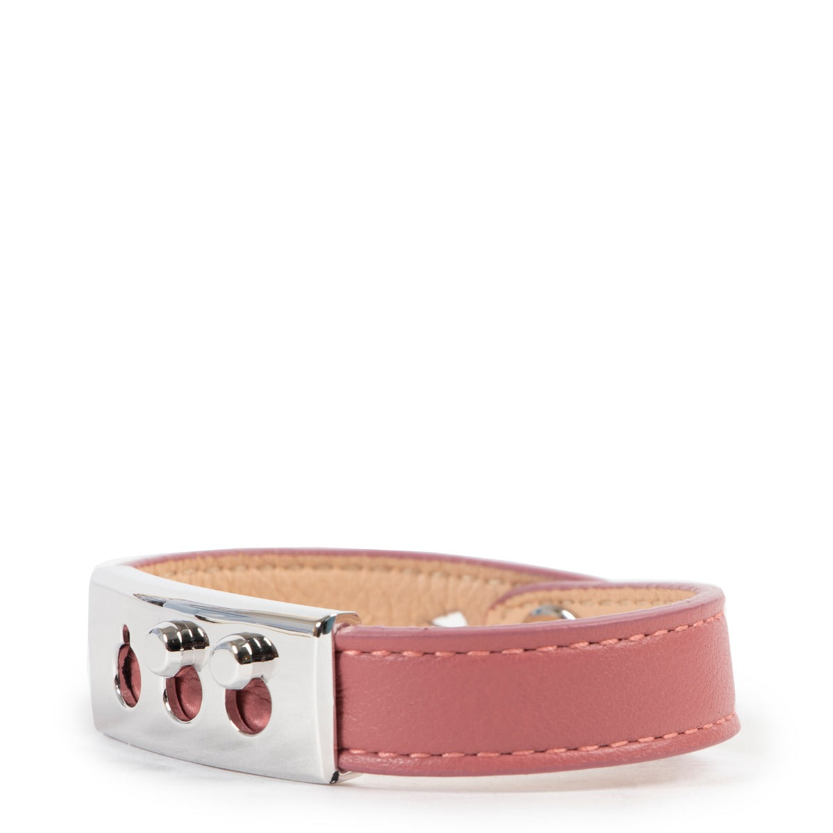 New Delvaux Pink Tempete Leather Bracelet on 2nd hand site in real state