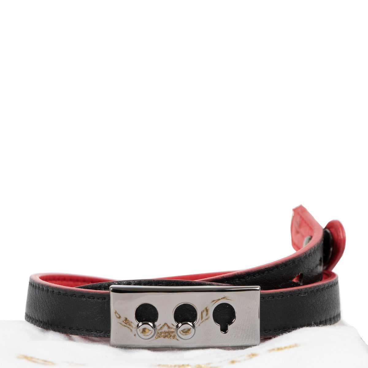 Bracelet en cuir Tempête rouge et noir Delvaux