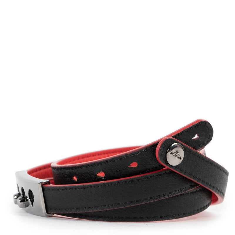 Delvaux Red & Black Tempete Leather Bracelet
