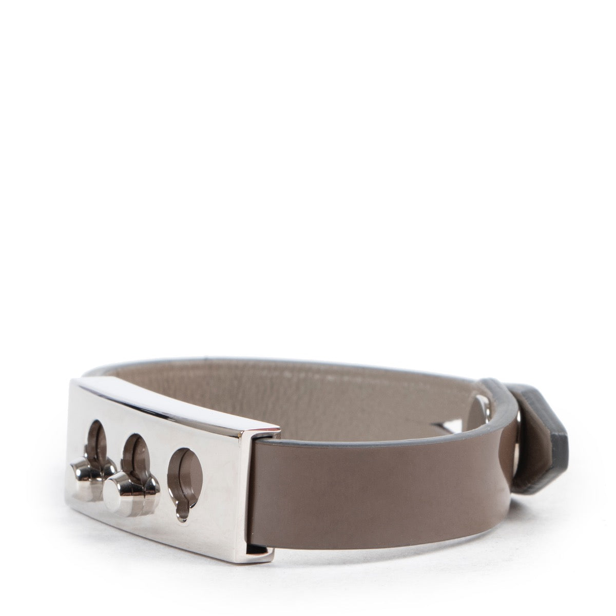 Delvaux Taupe Patent/ Grey Bracelet Delvaux Patent Grey/ Taupe Silver Tempete Wrap Braceletshp safe online secondhand for the best price