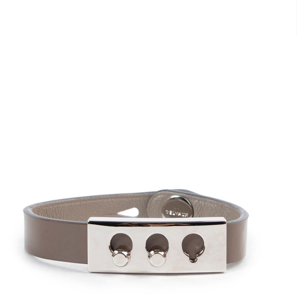 Delvaux Taupe Patent/ Grey Bracelet Delvaux Patent Grey/ Taupe Silver Tempete Wrap Braceletshp safe online secondhand for the best price