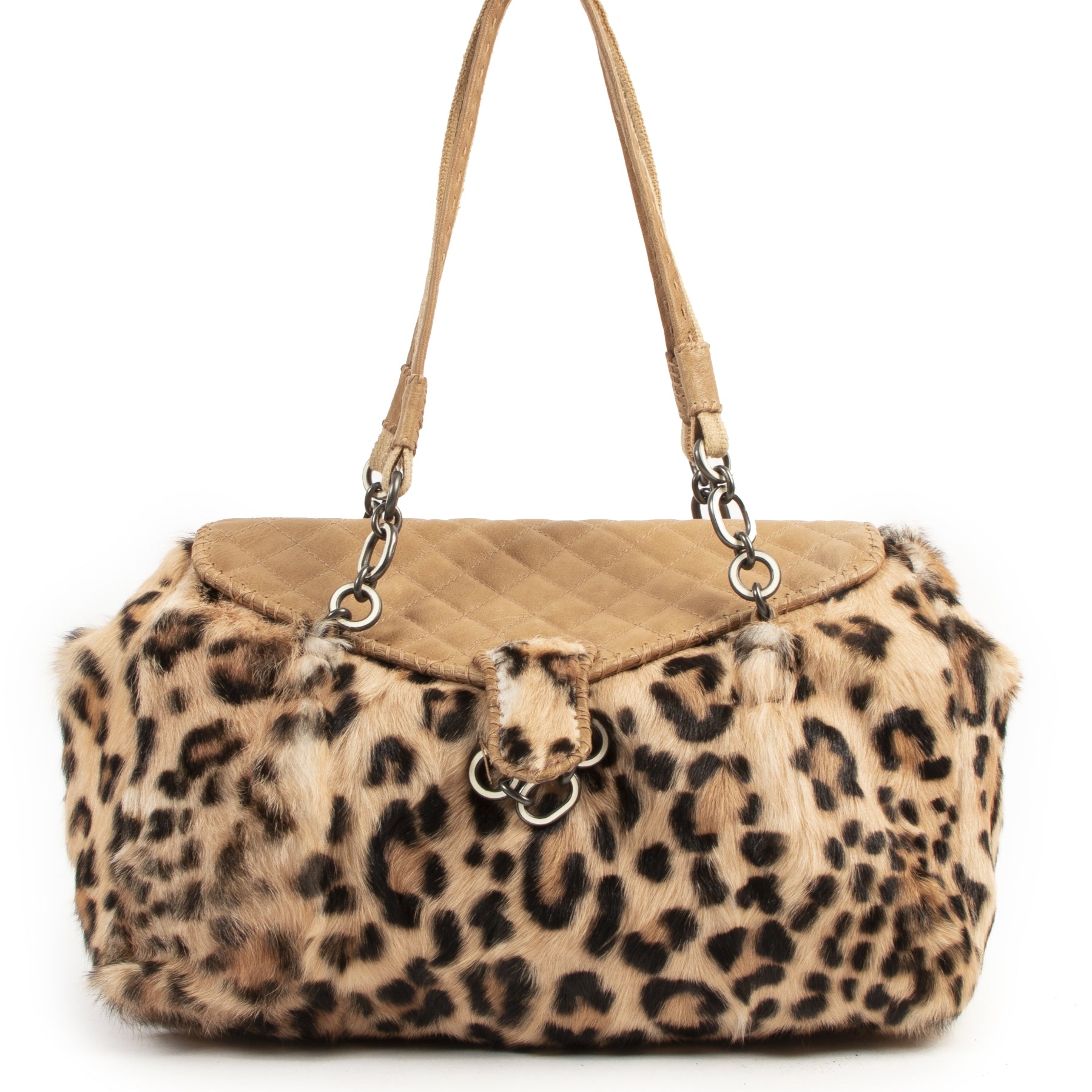acheter en linge seconde main Ermanno Scervino Brown Leopard Shoulder Bag