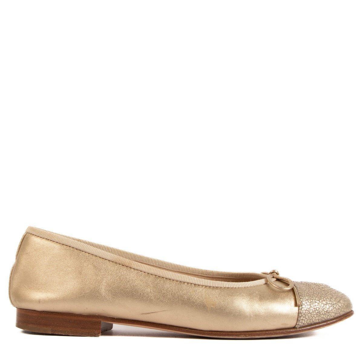 Chanel Gold Ballerina Flats