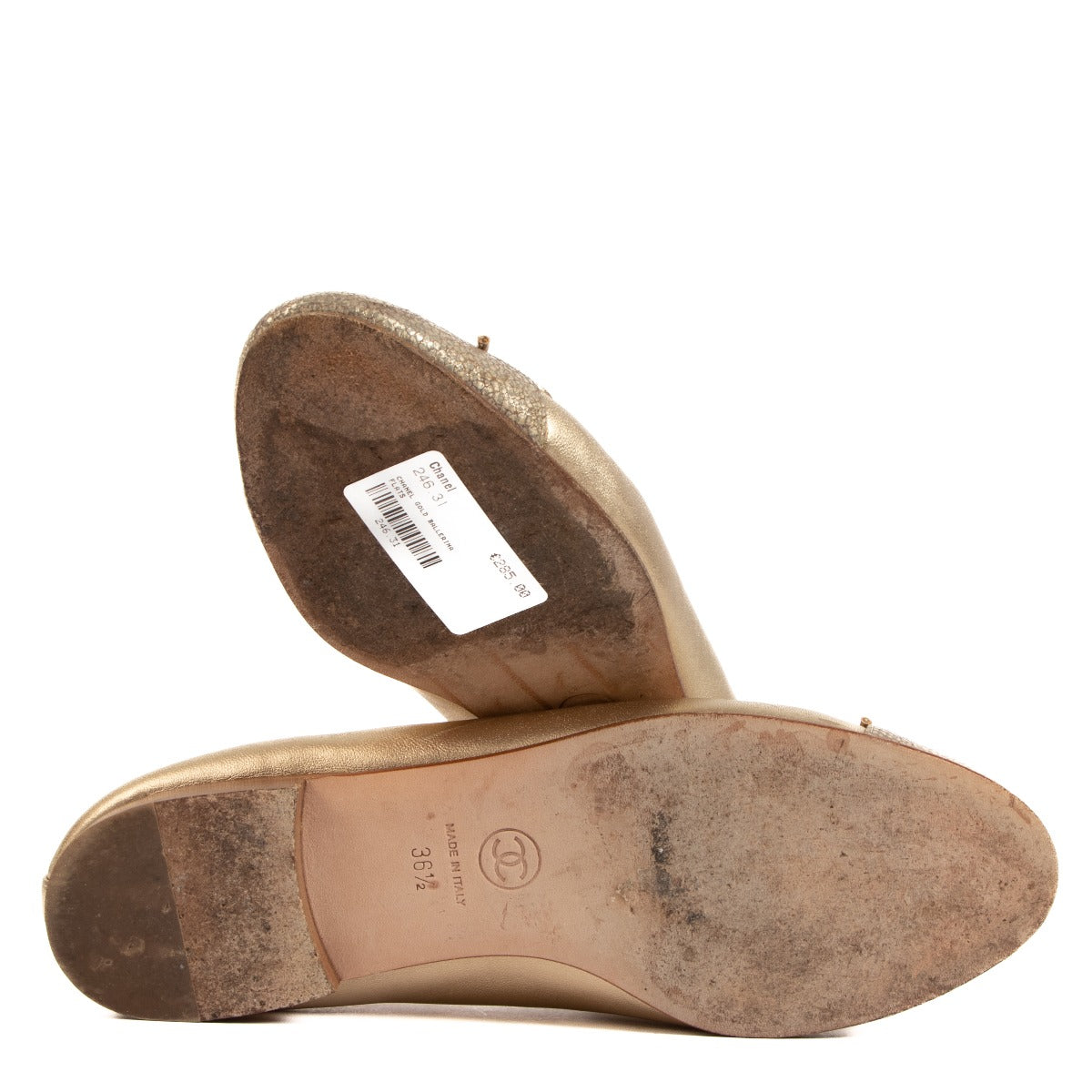 Chanel Gold Ballerina Flats - Size 36.5