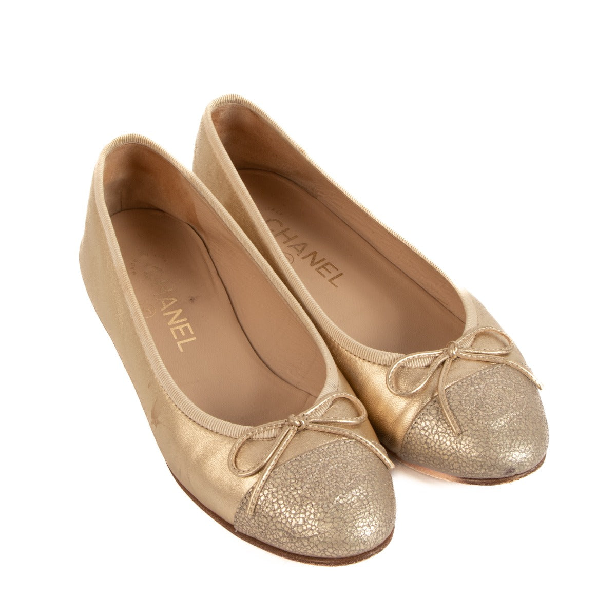 Chanel Gold Ballerina Flats