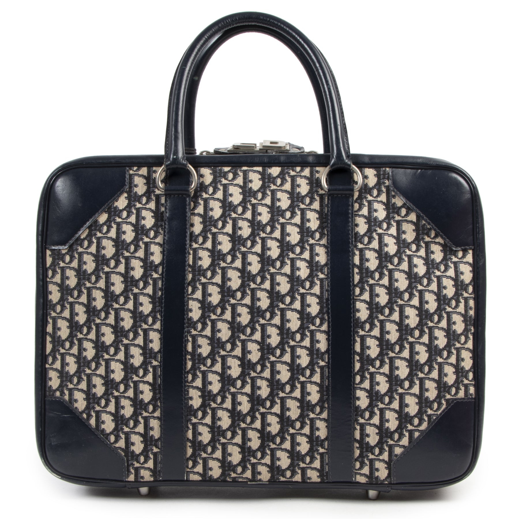Christian Dior Vintage Navy Blue Monogram Travel Bag