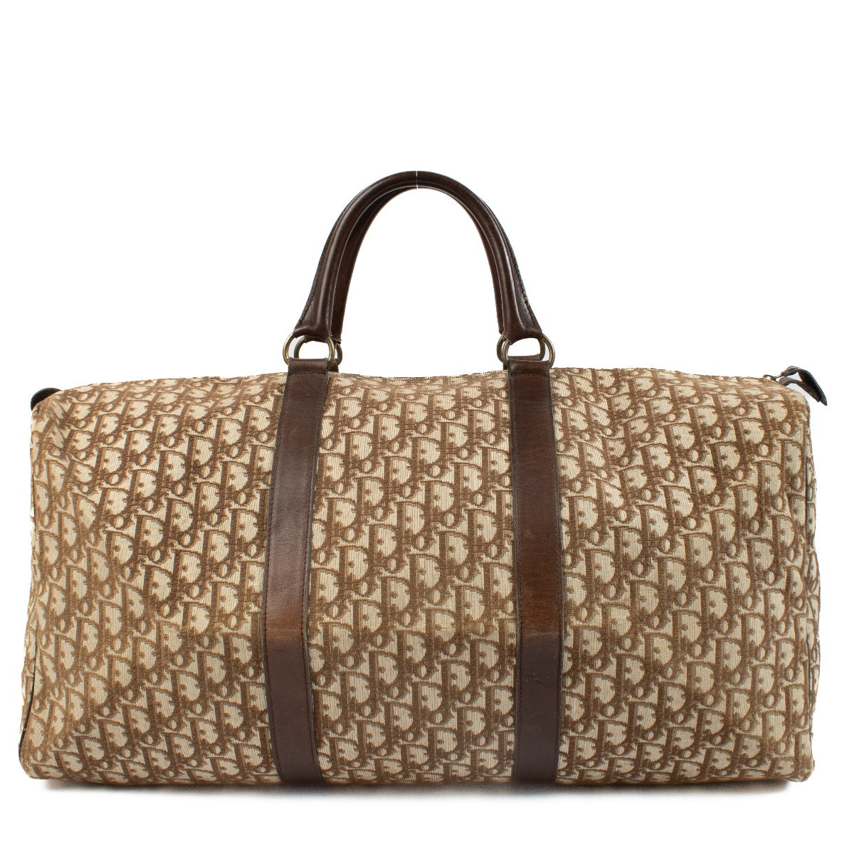 Christian Dior Vintage Brown Oblique Large Boston Bag