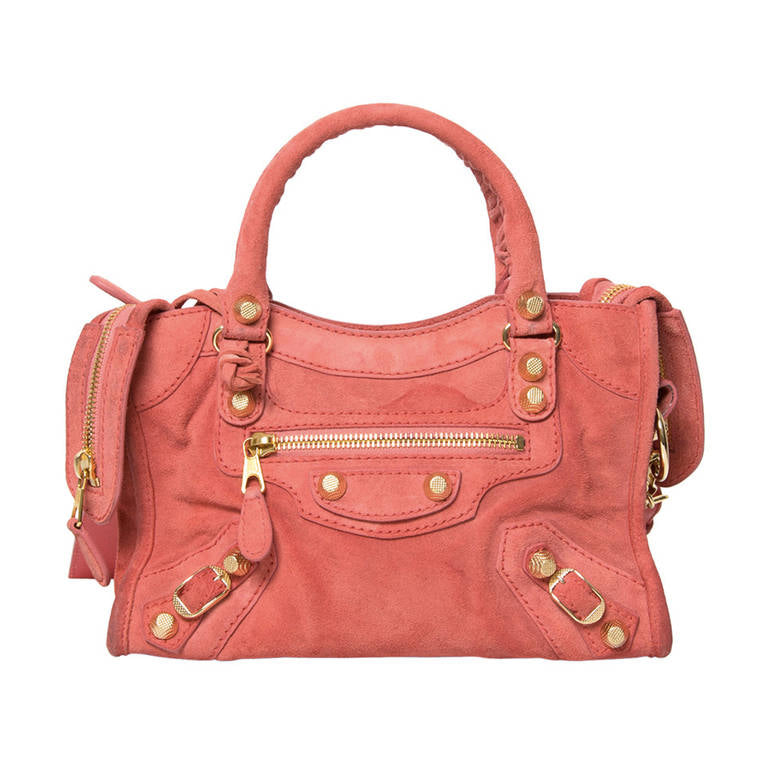 online tweedehands vintage Balenciaga bij e shop labellov Balenciaga Baby Daim Coral Giant Black Suede Mini City