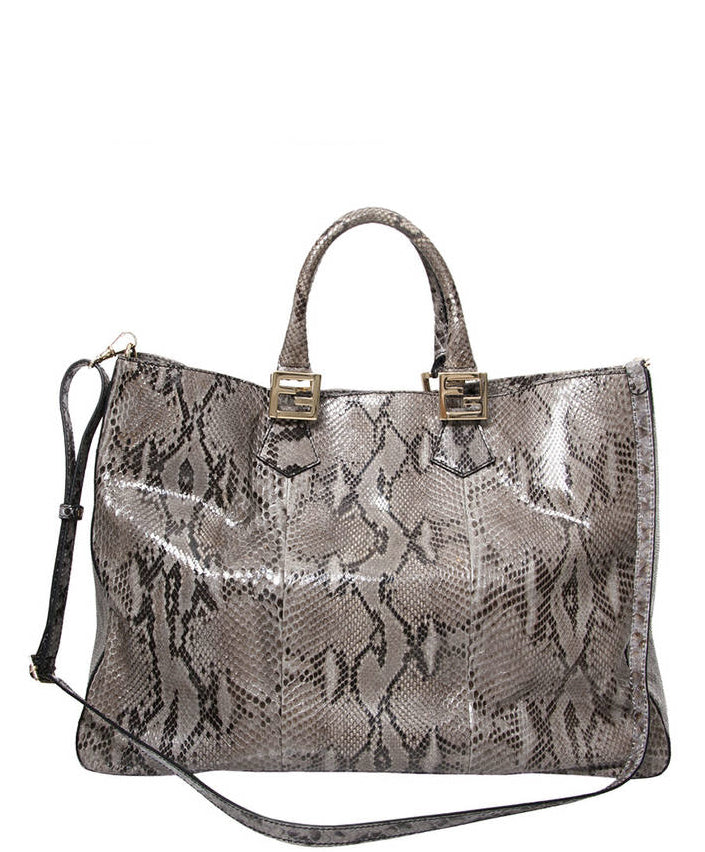 Fendi Grey Python Twins Tote. Buy online at Labellov: authentic vintage designer fashion, clothes, shoes, bags, accessories from Hermes, Chanel, Dior, Gucci, Delvaux, Celine, Prada, Balenciaga and more.