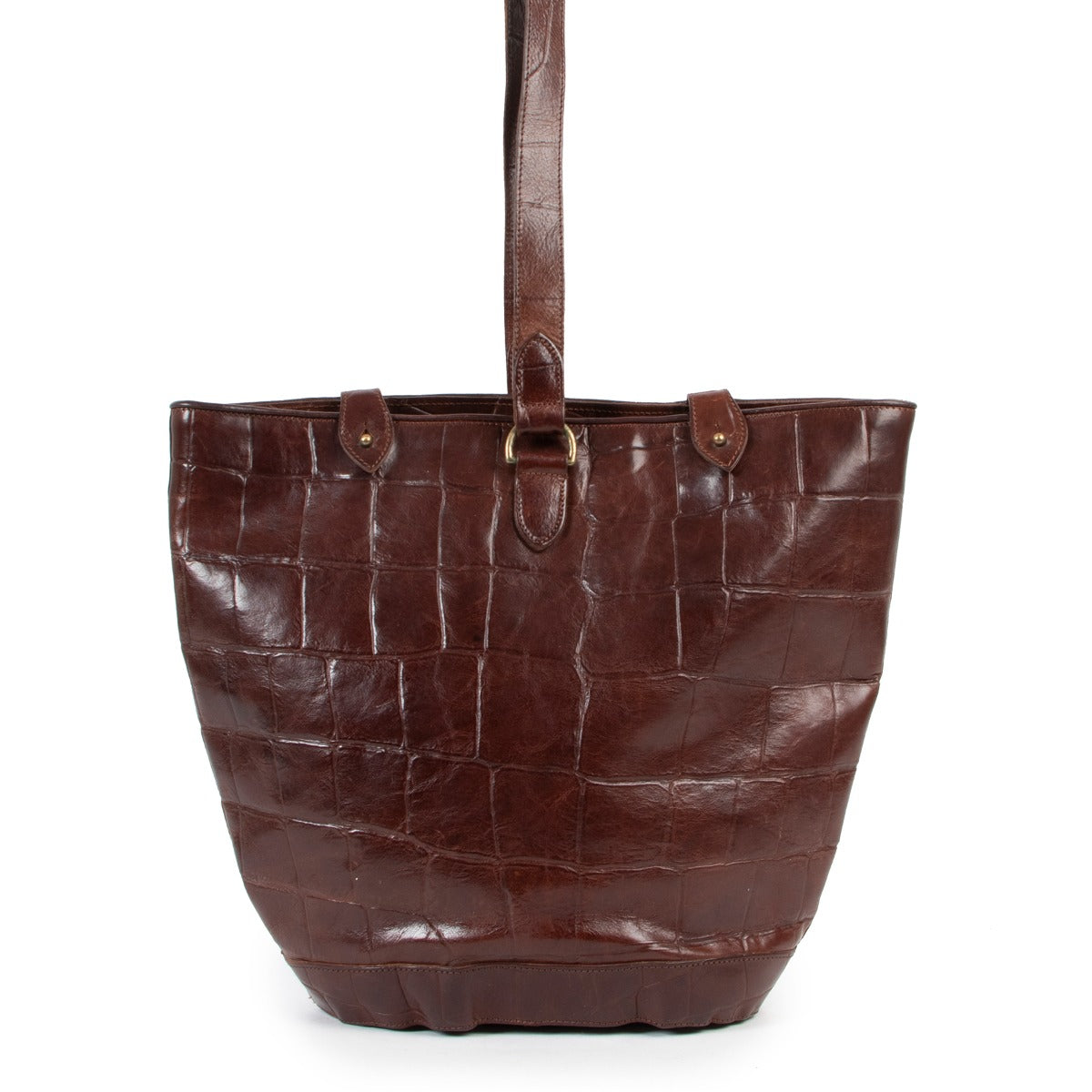 Shop online authentic second hand Mulberry Vintage Brown Crocodile Embossed Leather Shoulder Bag at Labellov