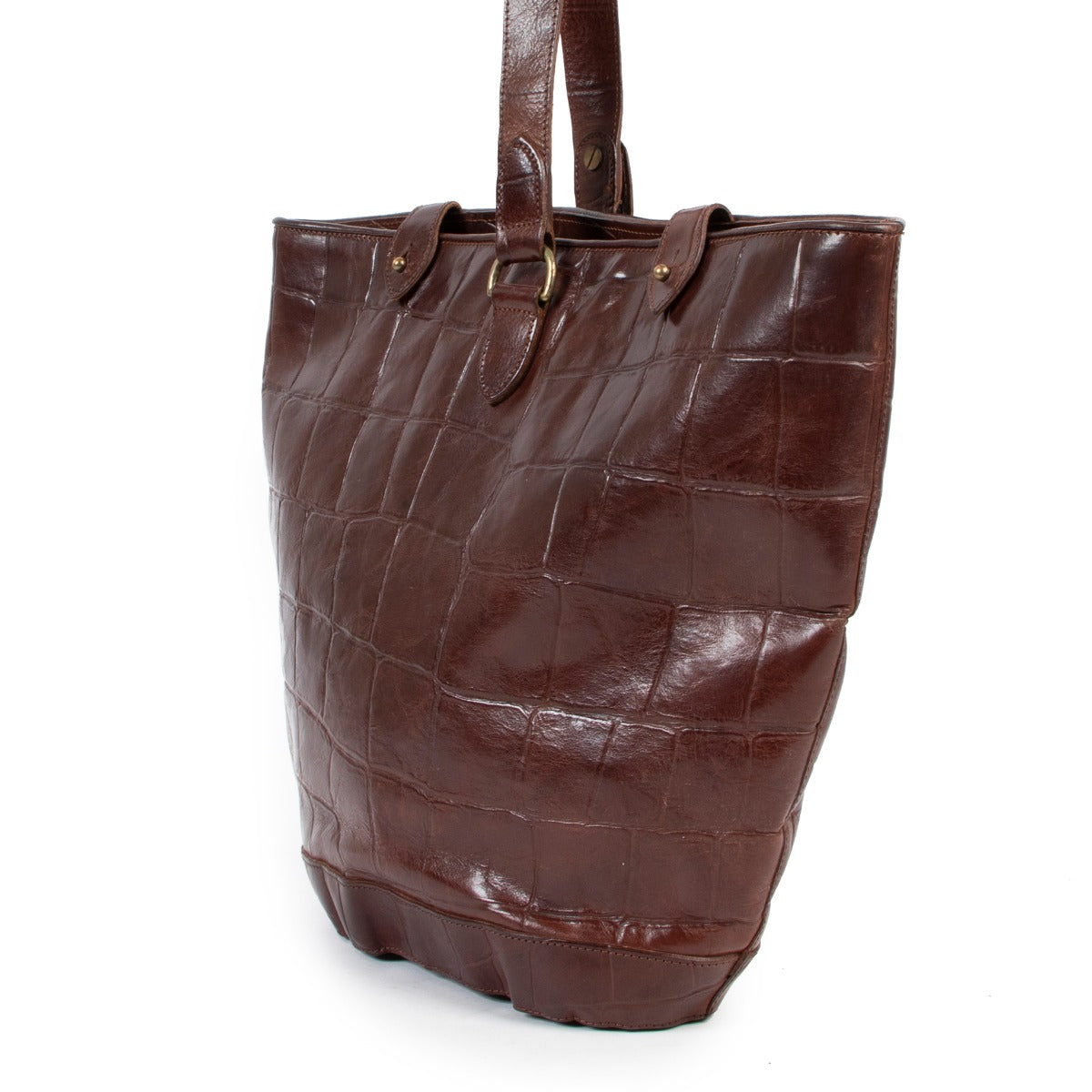 Shop online authentic second hand Mulberry Vintage Brown Crocodile Embossed Leather Shoulder Bag at Labellov
