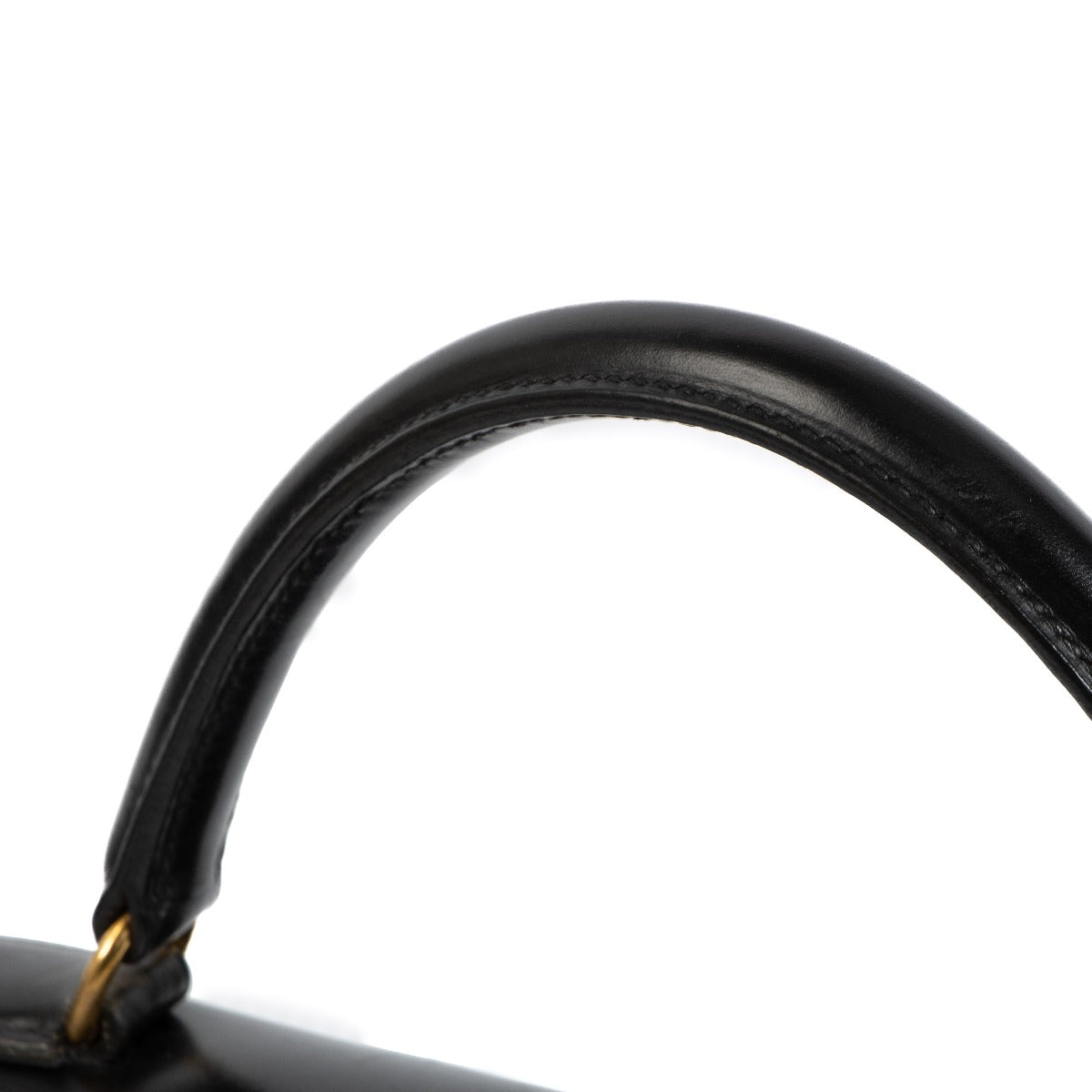 Hermès Vintage Kelly 32 Sellier Cuir Box Noir Bijouterie Dorée